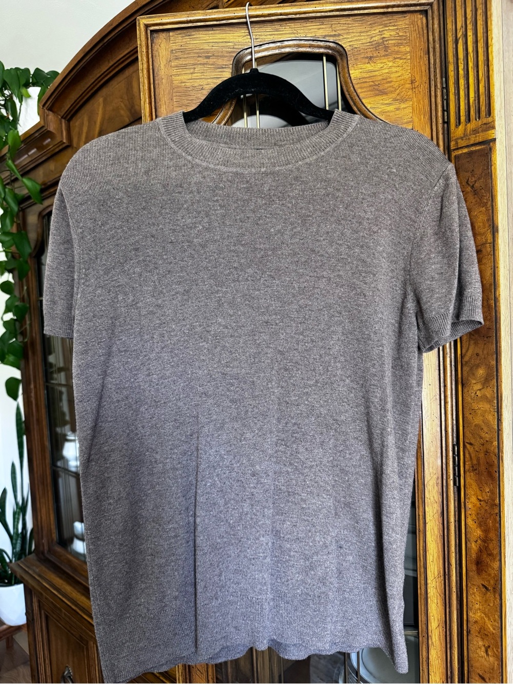 Cashmere Blend Short-Sleeve Crewneck Sweater